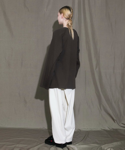 my beautiful landlet（マイビューティフルランドレット）の「【my beautiful landlet】 stretch ponte de roma L/S tee（Tシャツ/カットソー・メンズ・ネイビー/ブラック/オフホワイト/ブラウン・1/0）」の13枚目の写真