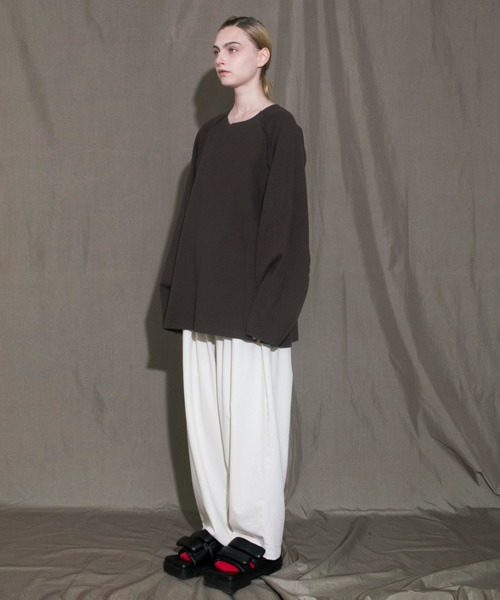 my beautiful landlet（マイビューティフルランドレット）の「【my beautiful landlet】 stretch ponte de roma L/S tee（Tシャツ/カットソー・メンズ・ネイビー/ブラック/オフホワイト/ブラウン・1/0）」の14枚目の写真
