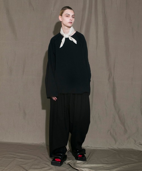 my beautiful landlet（マイビューティフルランドレット）の「【my beautiful landlet】 stretch ponte de roma L/S tee（Tシャツ/カットソー・メンズ・ネイビー/ブラック/オフホワイト/ブラウン・1/0）」の10枚目の写真