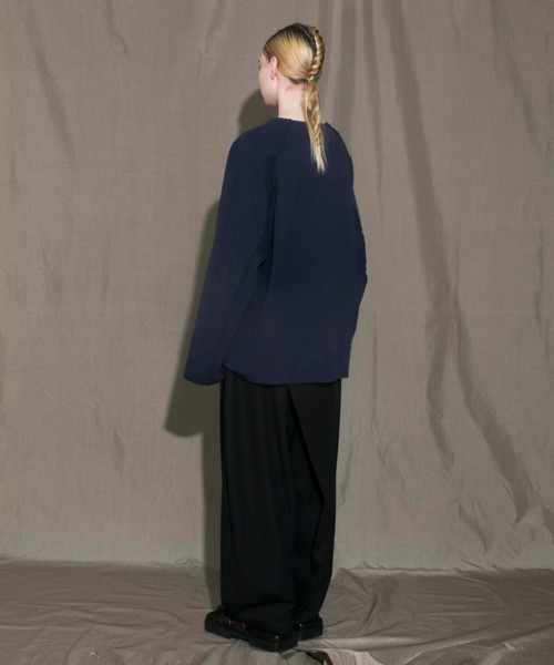 my beautiful landlet（マイビューティフルランドレット）の「【my beautiful landlet】 stretch ponte de roma L/S tee（Tシャツ/カットソー・メンズ・ネイビー/ブラック/オフホワイト/ブラウン・1/0）」の15枚目の写真