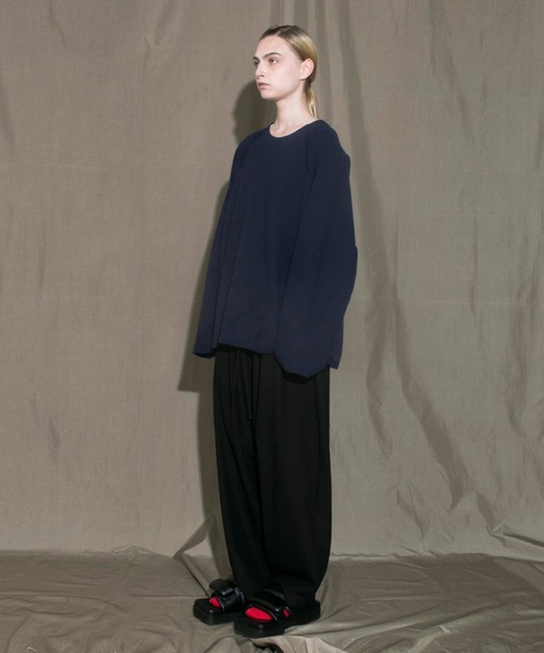 my beautiful landlet（マイビューティフルランドレット）の「【my beautiful landlet】 stretch ponte de roma L/S tee（Tシャツ/カットソー・メンズ・ネイビー/ブラック/オフホワイト/ブラウン・1/0）」の16枚目の写真