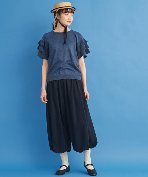 Malle(マル)の「●malle ラミー/コットン 袖フリフリサマーセーター(ニット/セーター・レディース・ネイビー/ベージュ/ライトグレー・FREE)」の22枚目の写真