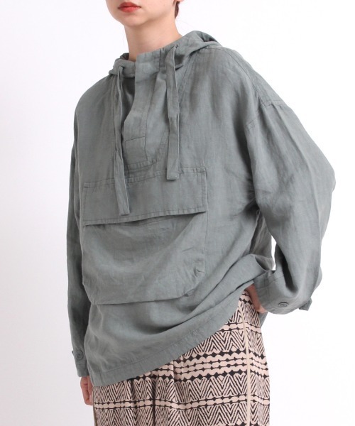 RNA-N(アールエヌエーエヌ)の「J2017 リネンアノラック(Tシャツ/カットソー・レディース・オフホワイト/グレー/グリーン・MEDIUM)」の3枚目の写真