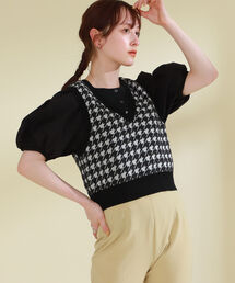 Ray BEAMS | Ray BEAMS / チドリ ジャカード Vネック ベスト(ベスト)