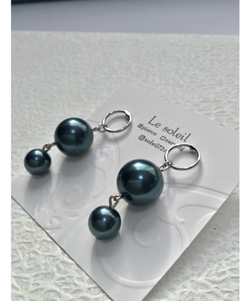 tone（トーン）の「【Le soleil】気品漂う　フープピアス(MA)（ピアス（両耳用）・レディース・グリーン系その他・FREE）」の2枚目の写真