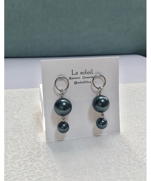 tone（トーン）の「【Le soleil】気品漂う　フープピアス(MA)（ピアス（両耳用）・レディース・グリーン系その他・FREE）」の3枚目の写真