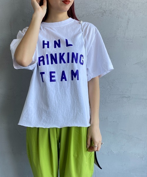 FUNG（ファング）の「[FUNG/ファング] DRINKING カットオフプリントTシャツ（Tシャツ/カットソー・レディース・ホワイト/ブラック・L）」の10枚目の写真
