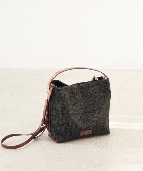 ROPE' PICNIC（ロペピクニック）の「異素材コンビワンハンドルミドルトート＆ショルダーバッグ（ショルダーバッグ・レディース・ブラック/ホワイト系その他6・FREE）」の2枚目の写真