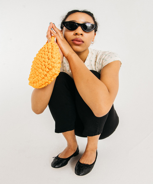 GIMME GIMME(ギミーギミー)の「【GIMME GIMME】Ribbon knitting mini bag gima22s003(ハンドバッグ・レディース・オレンジ/ライトグリーン/ライトブルー/ブラック・FREE)」の11枚目の写真