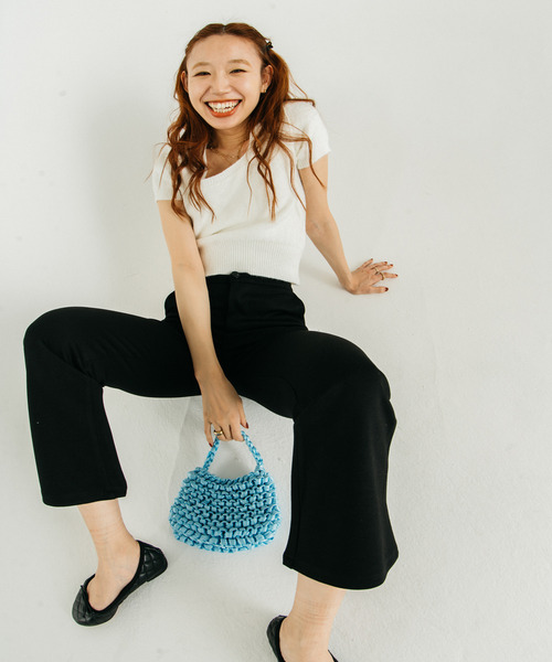 GIMME GIMME(ギミーギミー)の「【GIMME GIMME】Ribbon knitting mini bag gima22s003(ハンドバッグ・レディース・オレンジ/ライトグリーン/ライトブルー/ブラック・FREE)」の19枚目の写真