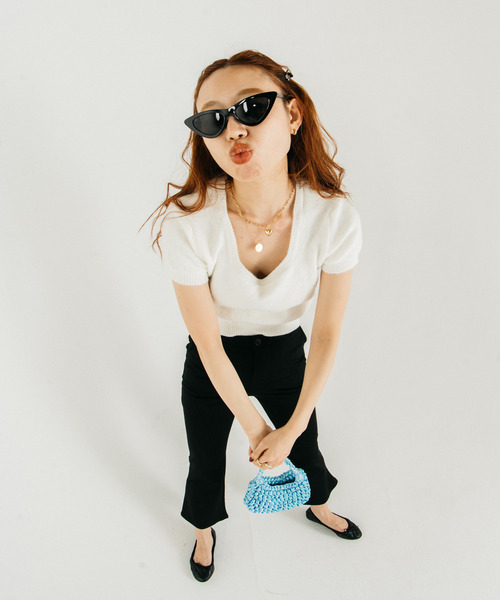 GIMME GIMME(ギミーギミー)の「【GIMME GIMME】Ribbon knitting mini bag gima22s003(ハンドバッグ・レディース・オレンジ/ライトグリーン/ライトブルー/ブラック・FREE)」の20枚目の写真