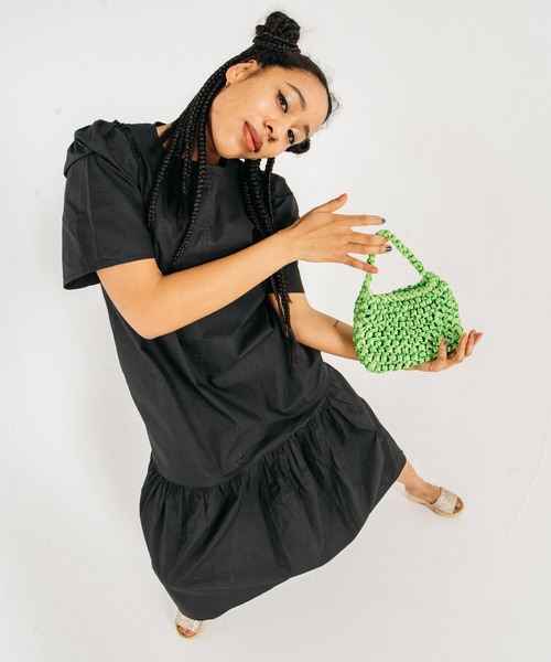 GIMME GIMME(ギミーギミー)の「【GIMME GIMME】Ribbon knitting mini bag gima22s003(ハンドバッグ・レディース・オレンジ/ライトグリーン/ライトブルー/ブラック・FREE)」の9枚目の写真