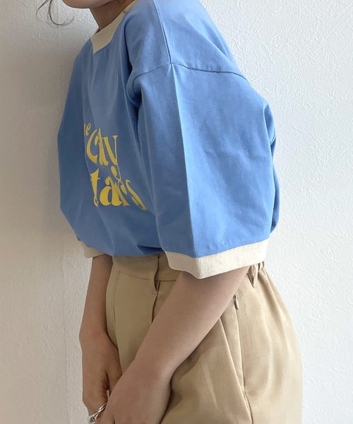 w closet(ダブルクローゼット)の「リンガーレトロTee(Tシャツ/カットソー・レディース・サックスブルー/スミクロ/グレイッシュベージュ/ラベンダー・FREE)」の10枚目の写真