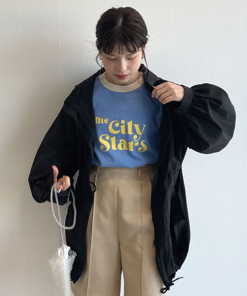 w closet(ダブルクローゼット)の「リンガーレトロTee(Tシャツ/カットソー・レディース・サックスブルー/スミクロ/グレイッシュベージュ/ラベンダー・FREE)」の7枚目の写真