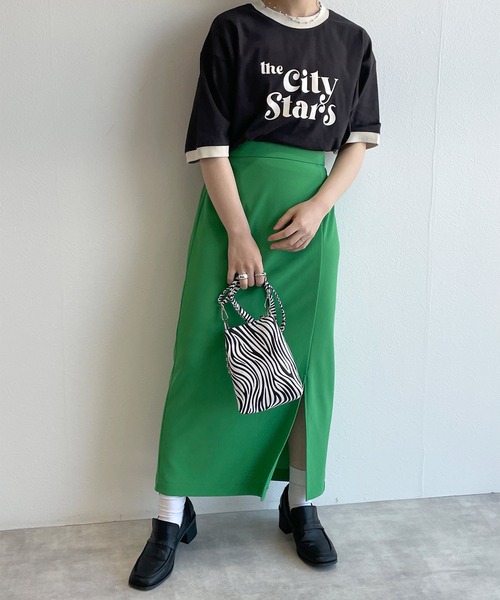 w closet(ダブルクローゼット)の「リンガーレトロTee(Tシャツ/カットソー・レディース・サックスブルー/スミクロ/グレイッシュベージュ/ラベンダー・FREE)」の19枚目の写真