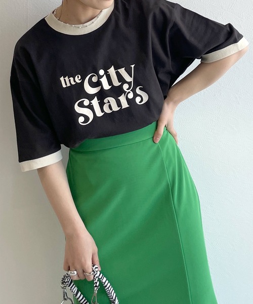 w closet(ダブルクローゼット)の「リンガーレトロTee(Tシャツ/カットソー・レディース・サックスブルー/スミクロ/グレイッシュベージュ/ラベンダー・FREE)」の11枚目の写真