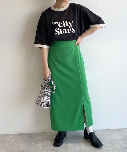 w closet(ダブルクローゼット)の「リンガーレトロTee(Tシャツ/カットソー・レディース・サックスブルー/スミクロ/グレイッシュベージュ/ラベンダー・FREE)」の8枚目の写真