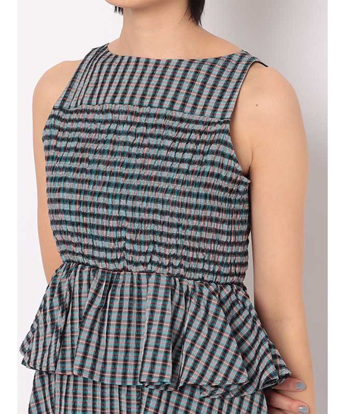 MECRE（メクル）の「シャーリングチェックワンピース（ワンピース・レディース・イエロー/ブルー・S/M）」の17枚目の写真