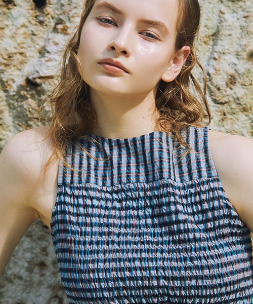 MECRE（メクル）の「シャーリングチェックワンピース（ワンピース・レディース・イエロー/ブルー・S/M）」の12枚目の写真