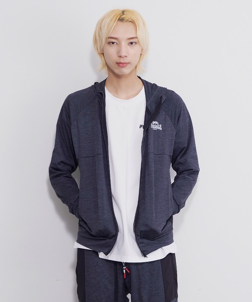 LONSDALE（ロンズデール）の「LONSDALE/ロンズデール DRY セットアップ対応可 ワンポイントロゴ リフレクタープリント 両脇ポケット 切替 ストレッチ 軽量ニット フーディ ジップパーカー（パーカー・メンズ・ネイビー/グレー/チャコール・LL/M/L）」の16枚目の写真