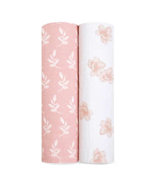 aden + anais (エイデンアンドアネイ)の「オーガニックスワドル2枚入り アースリー ASWO20003 earthly(おくるみ・キッズ・ホワイト×ピンク・FREE)」の8枚目の写真