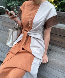 前結びバイカラーワンピース