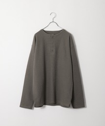 【ZIP FIVE】【肉厚ワッフル】 クルー&ヘンリー レギュラー長袖無地Tシャツ/ロンT