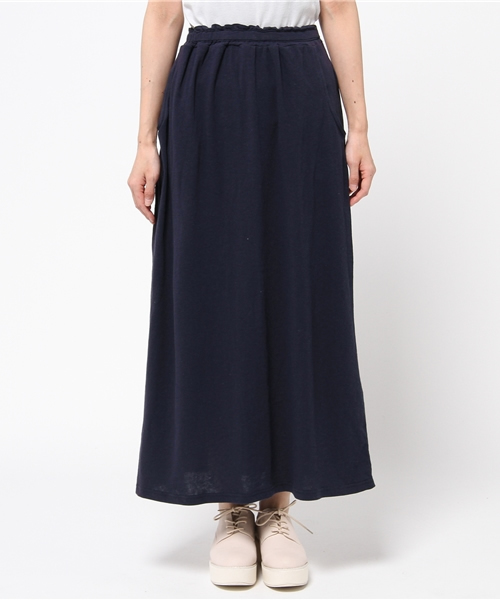 earth music&ecology（アースミュージックアンドエコロジー）の「カットソーマキシスカート（スカート・レディース・オートミール/LT.Gray/ネイビー・FREE）」の4枚目の写真