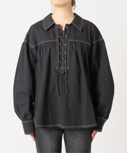 B.C STOCK（ベーセーストック）の「レースアップブラウス（シャツ/ブラウス・レディース・ホワイト/ブラック/グリーン・FREE）」の11枚目の写真