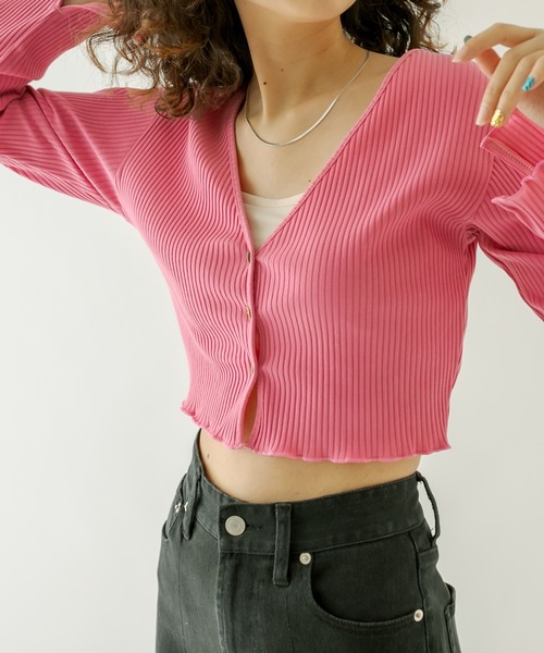 mystic（ミスティック）の「カットリブチビカーディガン（カーディガン/ボレロ・レディース・ブラック/ネイビー/オフホワイト/ピンク/イエロー・FREE）」の5枚目の写真