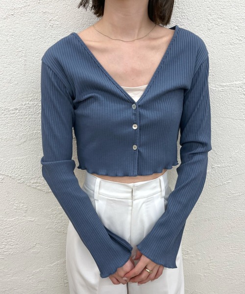 mystic（ミスティック）の「カットリブチビカーディガン（カーディガン/ボレロ・レディース・ブラック/ネイビー/オフホワイト/ピンク/イエロー・FREE）」の7枚目の写真