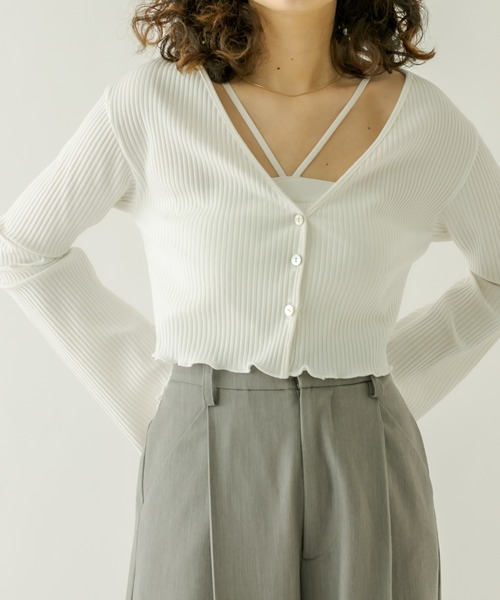 mystic（ミスティック）の「カットリブチビカーディガン（カーディガン/ボレロ・レディース・ブラック/ネイビー/オフホワイト/ピンク/イエロー・FREE）」の12枚目の写真