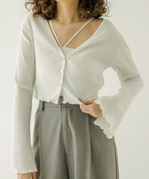 mystic（ミスティック）の「カットリブチビカーディガン（カーディガン/ボレロ・レディース・ブラック/ネイビー/オフホワイト/ピンク/イエロー・FREE）」の13枚目の写真