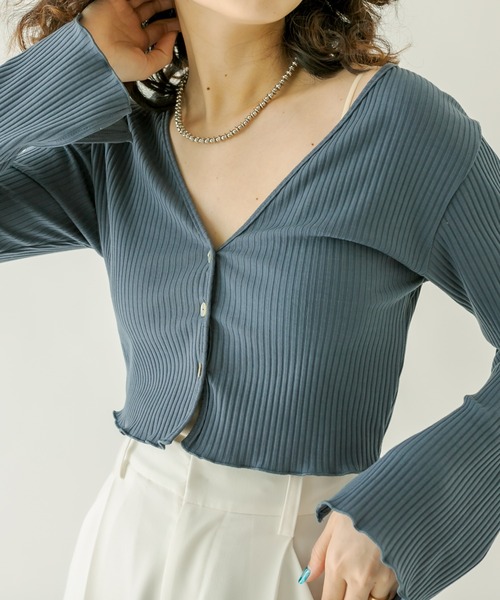 mystic（ミスティック）の「カットリブチビカーディガン（カーディガン/ボレロ・レディース・ブラック/ネイビー/オフホワイト/ピンク/イエロー・FREE）」の20枚目の写真