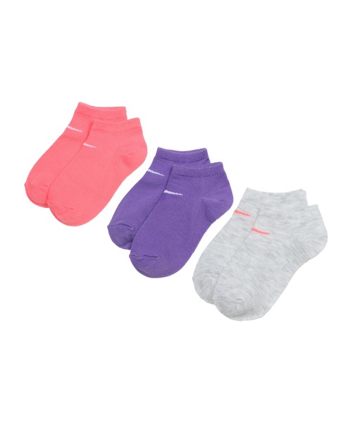 NIKE（ナイキ）の「NIKE/ナイキ BASIC PACK NO SHOW 3PK/ベーシック パック NO ショー 3パック ソックス（ソックス/靴下・キッズ・マルチ/ピンク/ブルー/ピンク系その他・17-21cm）」の9枚目の写真