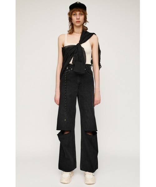 SLY(スライ)の「STRAIGHT CUTOUT DENIM PT-E デニム パンツ(デニムパンツ・レディース・ブラック・2/1/0)」の8枚目の写真