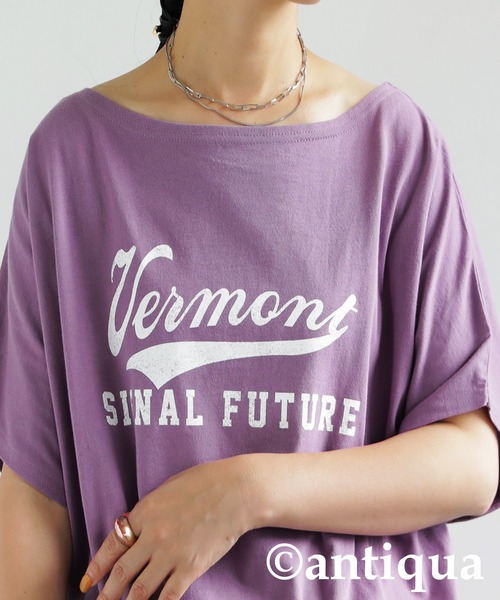 antiqua(アンティカ)の「『迷わずイロチ買い。』カレッジロゴデザインドルマンT(Tシャツ/カットソー・レディース・ホワイト系その他/ブラック系その他/ブラウン系その他/グリーン系その他/ブルー系その他/パープル系その他/ピンク系その他/グリーン系その他2/グリーン系その他3/ピンク系その他2・FREE)」の8枚目の写真