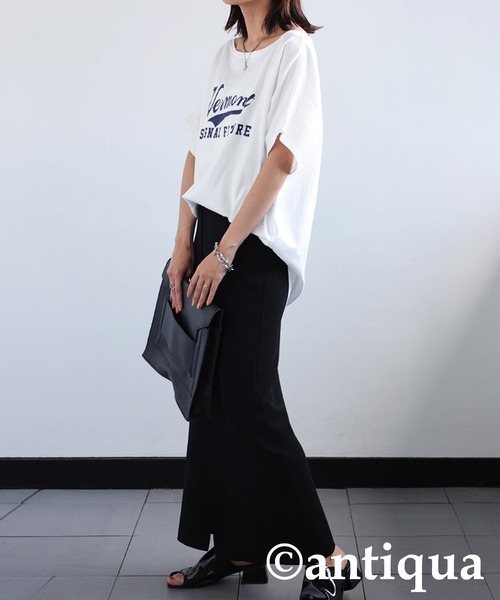 antiqua(アンティカ)の「『迷わずイロチ買い。』カレッジロゴデザインドルマンT(Tシャツ/カットソー・レディース・ホワイト系その他/ブラック系その他/ブラウン系その他/グリーン系その他/ブルー系その他/パープル系その他/ピンク系その他/グリーン系その他2/グリーン系その他3/ピンク系その他2・FREE)」の12枚目の写真