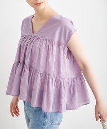 FREE'S MART | ◆Vネックティアードフレンチスリーブブラウス(シャツ/ブラウス)