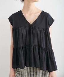 FREE'S MART | ◆Vネックティアードフレンチスリーブブラウス(シャツ/ブラウス)