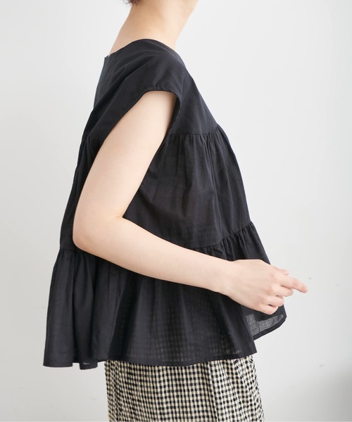 FREE'S MART（フリーズマート）の「◆Vネックティアードフレンチスリーブブラウス（シャツ/ブラウス・レディース・ブラック/ベージュ/パープル・FREE）」の7枚目の写真