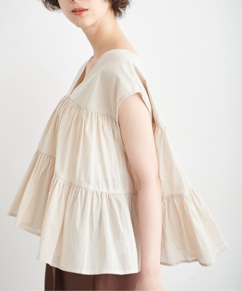 FREE'S MART（フリーズマート）の「◆Vネックティアードフレンチスリーブブラウス（シャツ/ブラウス・レディース・ブラック/ベージュ/パープル・FREE）」の22枚目の写真