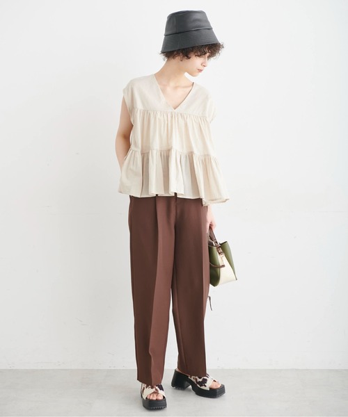 FREE'S MART（フリーズマート）の「◆Vネックティアードフレンチスリーブブラウス（シャツ/ブラウス・レディース・ブラック/ベージュ/パープル・FREE）」の12枚目の写真