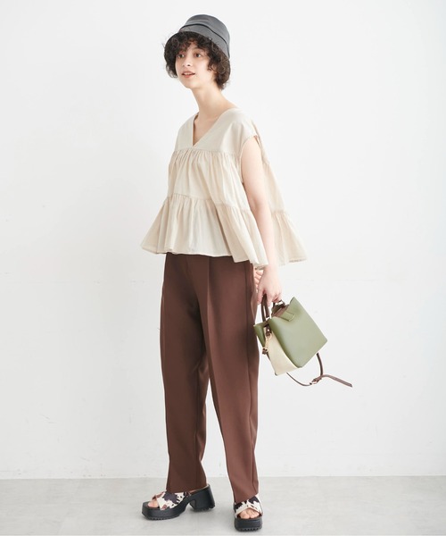 FREE'S MART（フリーズマート）の「◆Vネックティアードフレンチスリーブブラウス（シャツ/ブラウス・レディース・ブラック/ベージュ/パープル・FREE）」の15枚目の写真