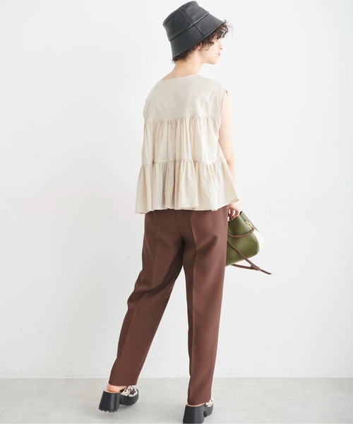 FREE'S MART（フリーズマート）の「◆Vネックティアードフレンチスリーブブラウス（シャツ/ブラウス・レディース・ブラック/ベージュ/パープル・FREE）」の5枚目の写真