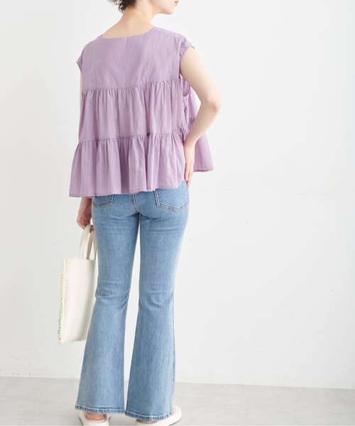 FREE'S MART（フリーズマート）の「◆Vネックティアードフレンチスリーブブラウス（シャツ/ブラウス・レディース・ブラック/ベージュ/パープル・FREE）」の16枚目の写真