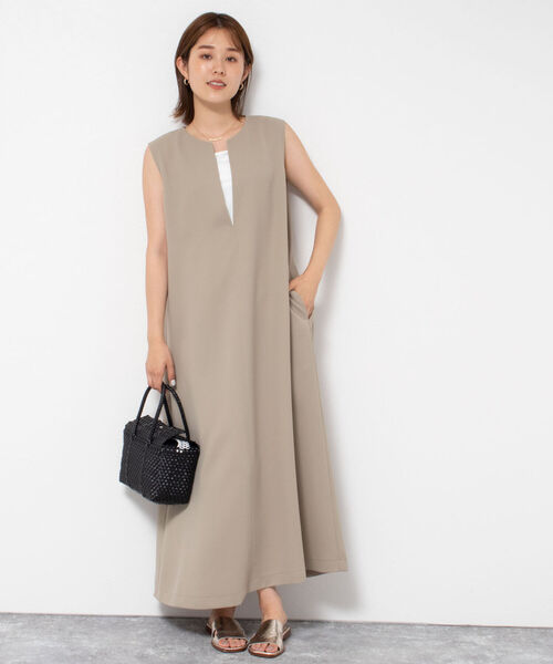 NOLLEY’S(ノーリーズ)の「◇【WEB限定カラーあり】ジャンパーワンピース(ワンピース・レディース・ベージュ/ネイビー/ブラック/グレイッシュブルー・FREE)」の6枚目の写真