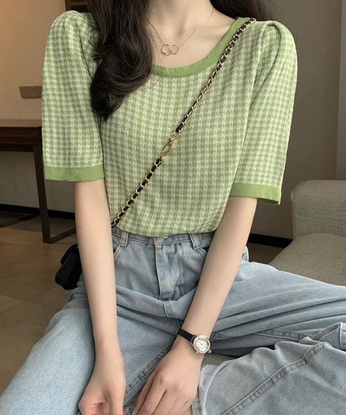 Dita Muaj.(ディータムアージュ)の「パフスリーブクルーネックトップス(Tシャツ/カットソー・レディース・ブラック/ブルー/グリーン・FREE)」の9枚目の写真