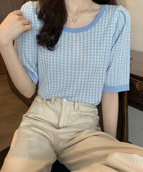 Dita Muaj.(ディータムアージュ)の「パフスリーブクルーネックトップス(Tシャツ/カットソー・レディース・ブラック/ブルー/グリーン・FREE)」の10枚目の写真