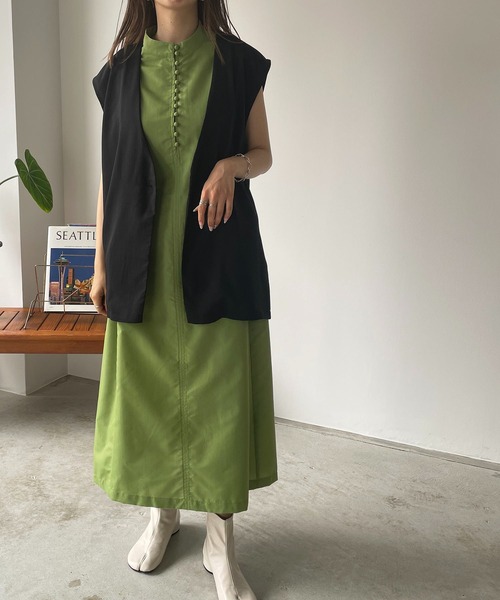 210nouve（トゥージュヌーブ）の「サイドリボンブロードワンピース（ワンピース・レディース・ブラック/ブルー/グリーン/ホワイト・FREE）」の3枚目の写真